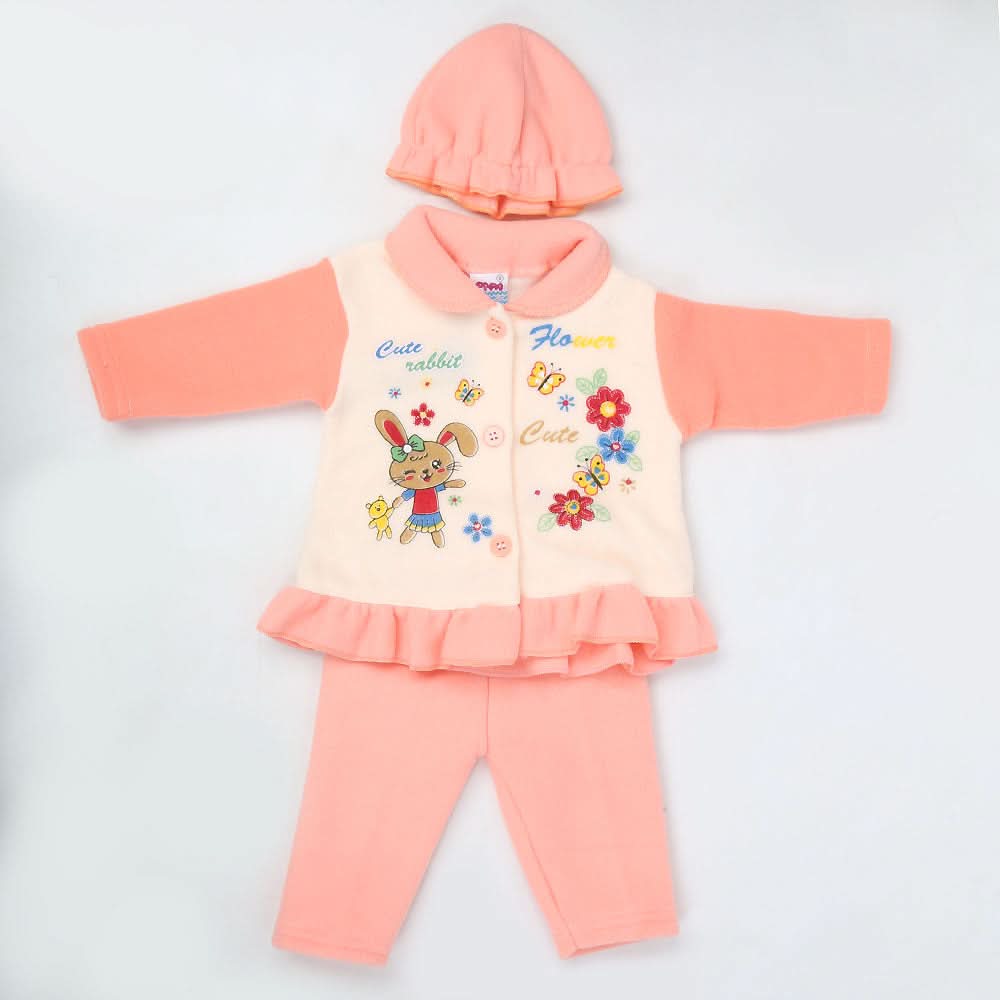 Newborn Girl Full Sleeves Polar Suit 6540 - Peach, Kids, NB Girls Sets And Suits, Chase Value, Chase Value