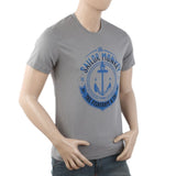 Men's Round Neck Half Sleeves T-Shirt - Grey, Men, T-Shirts And Polos, Chase Value, Chase Value