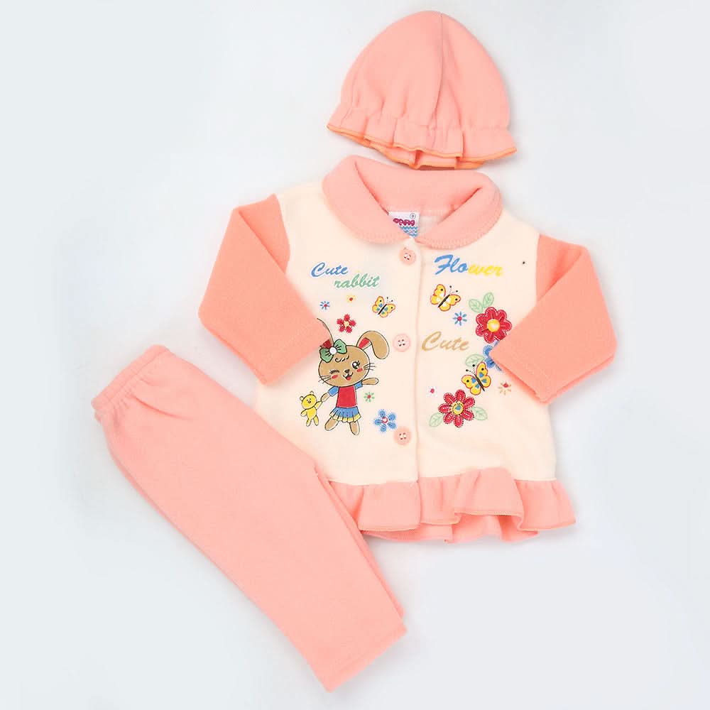 Newborn Girl Full Sleeves Polar Suit 6540 - Peach, Kids, NB Girls Sets And Suits, Chase Value, Chase Value