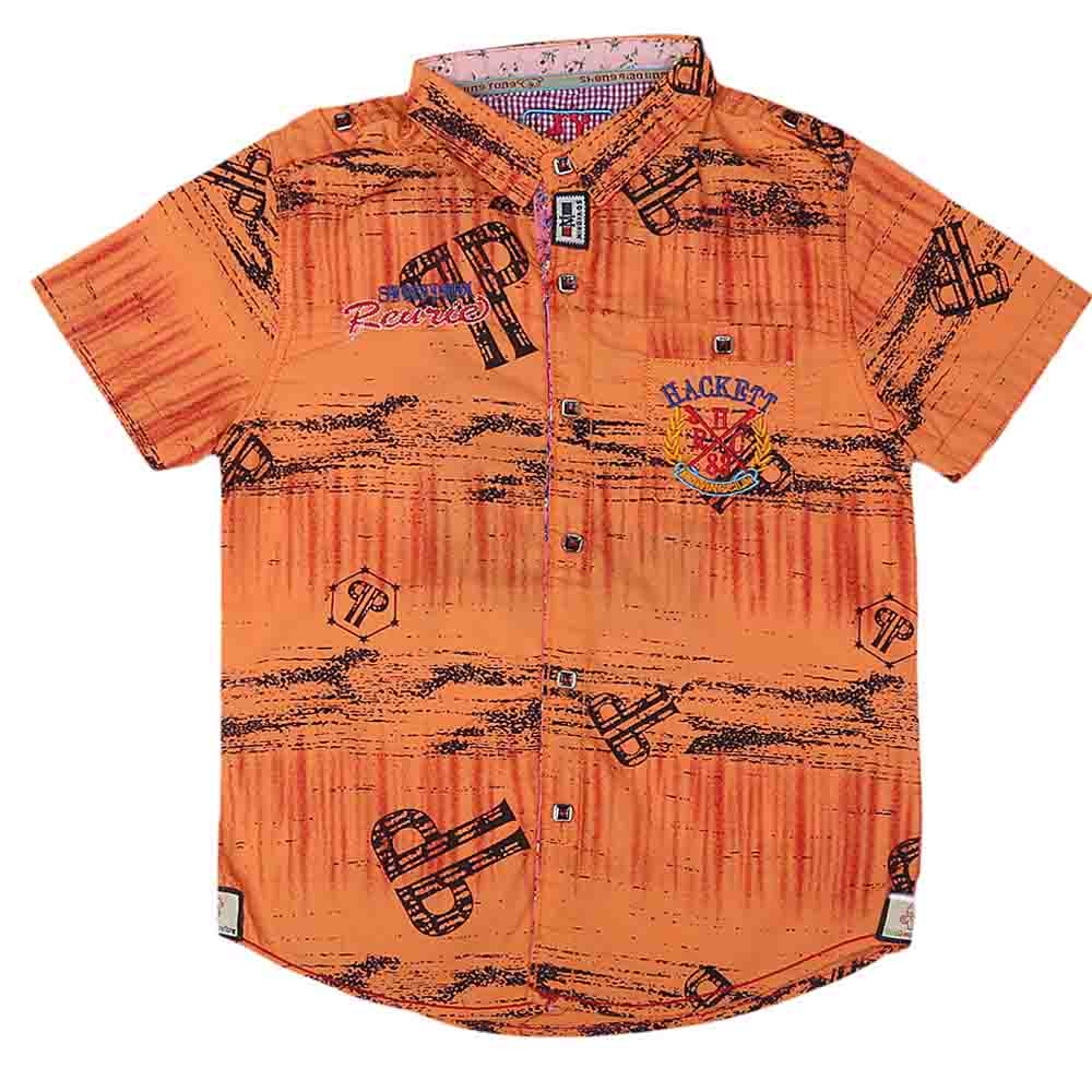 Boys Half Sleeves Printed Shirt - Orange, Kids, Boys Shirts, Chase Value, Chase Value