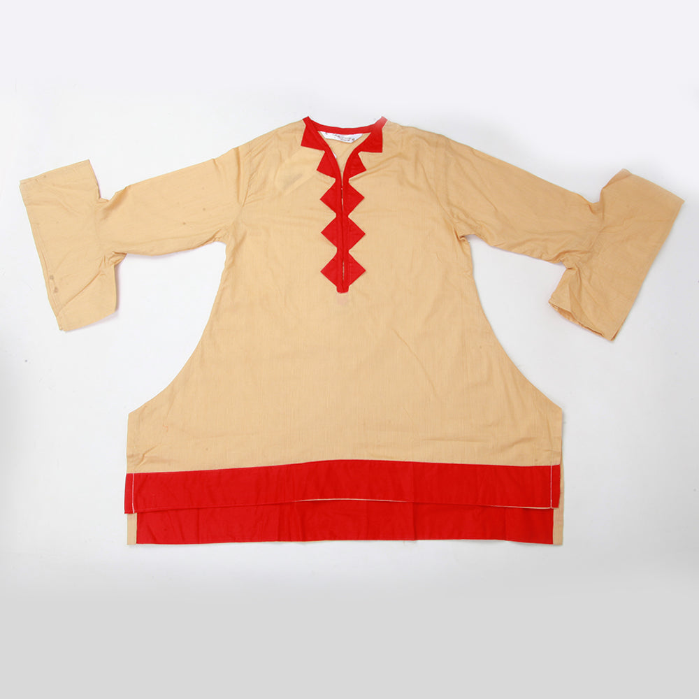 Girls Full Sleeves Plain Kurti - Beige, Kids, Girls Kurti, Chase Value, Chase Value
