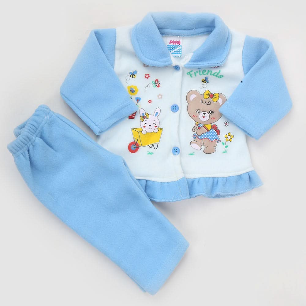 Newborn Girl Full Sleeves Polar Suit 8282 - Blue, Kids, NB Girls Sets And Suits, Chase Value, Chase Value