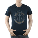 Men's Round Neck Half Sleeves T-Shirt - Steel Green, Men, T-Shirts And Polos, Chase Value, Chase Value