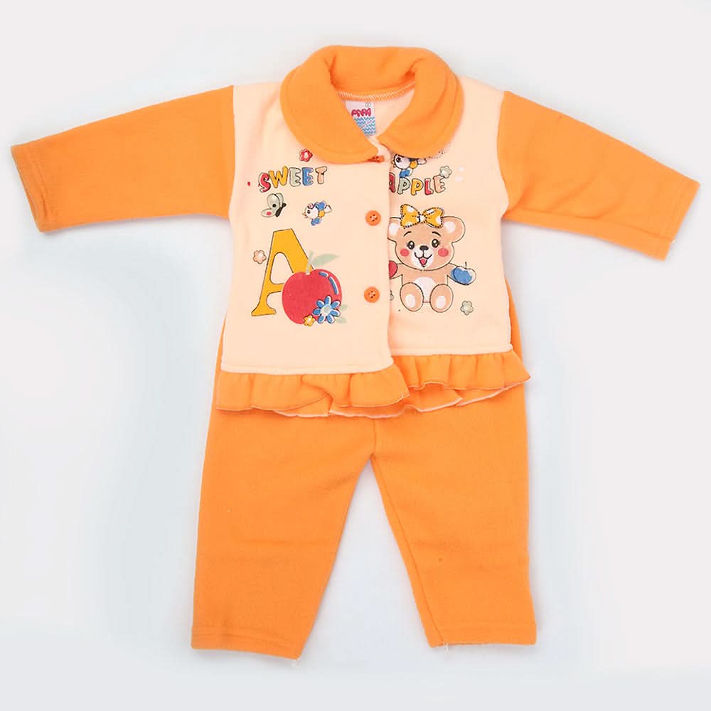Newborn Girl Full Sleeves Polar Suit 1714 - Orange, Kids, NB Girls Sets And Suits, Chase Value, Chase Value