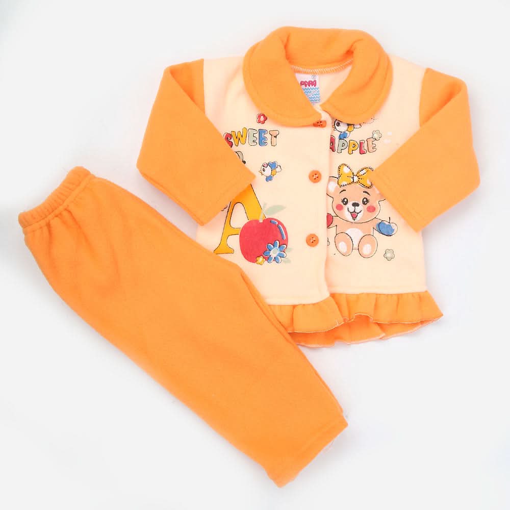 Newborn Girl Full Sleeves Polar Suit 1714 - Orange, Kids, NB Girls Sets And Suits, Chase Value, Chase Value
