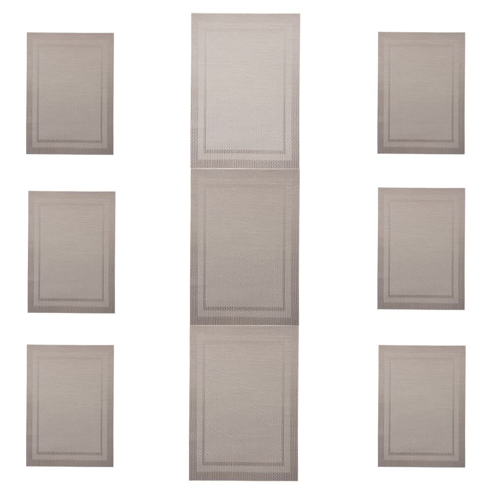 Table Mat with Runner 7Pcs - C - Beige, Home & Lifestyle, Mats, Chase Value, Chase Value