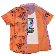 Boys Half Sleeves Printed Shirt - Orange, Kids, Boys Shirts, Chase Value, Chase Value