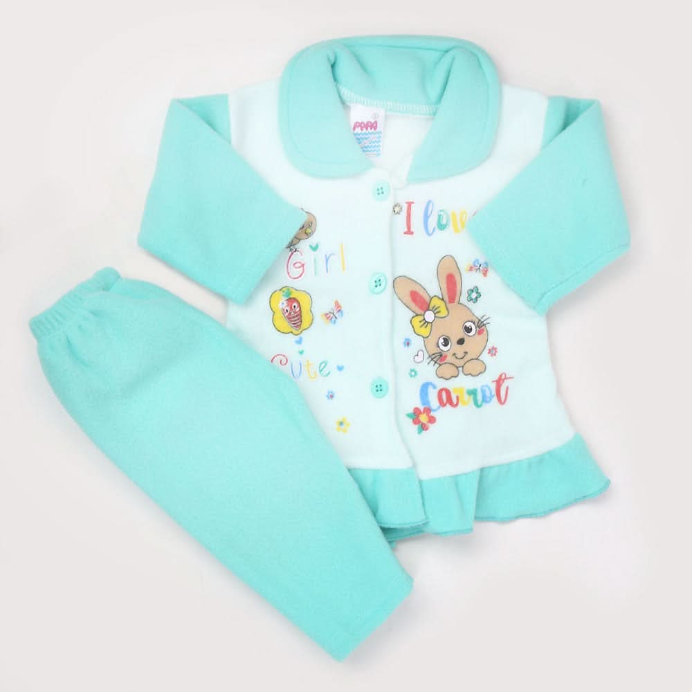 Newborn Girl Full Sleeves Polar Suit 11611 - Cyan, Kids, NB Girls Sets And Suits, Chase Value, Chase Value