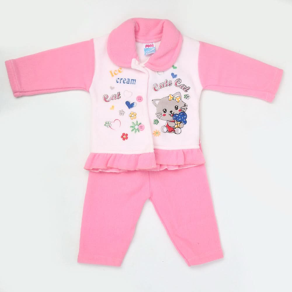 Newborn Girl Full Sleeves Polar Suit 1718 - Pink, Kids, NB Girls Sets And Suits, Chase Value, Chase Value