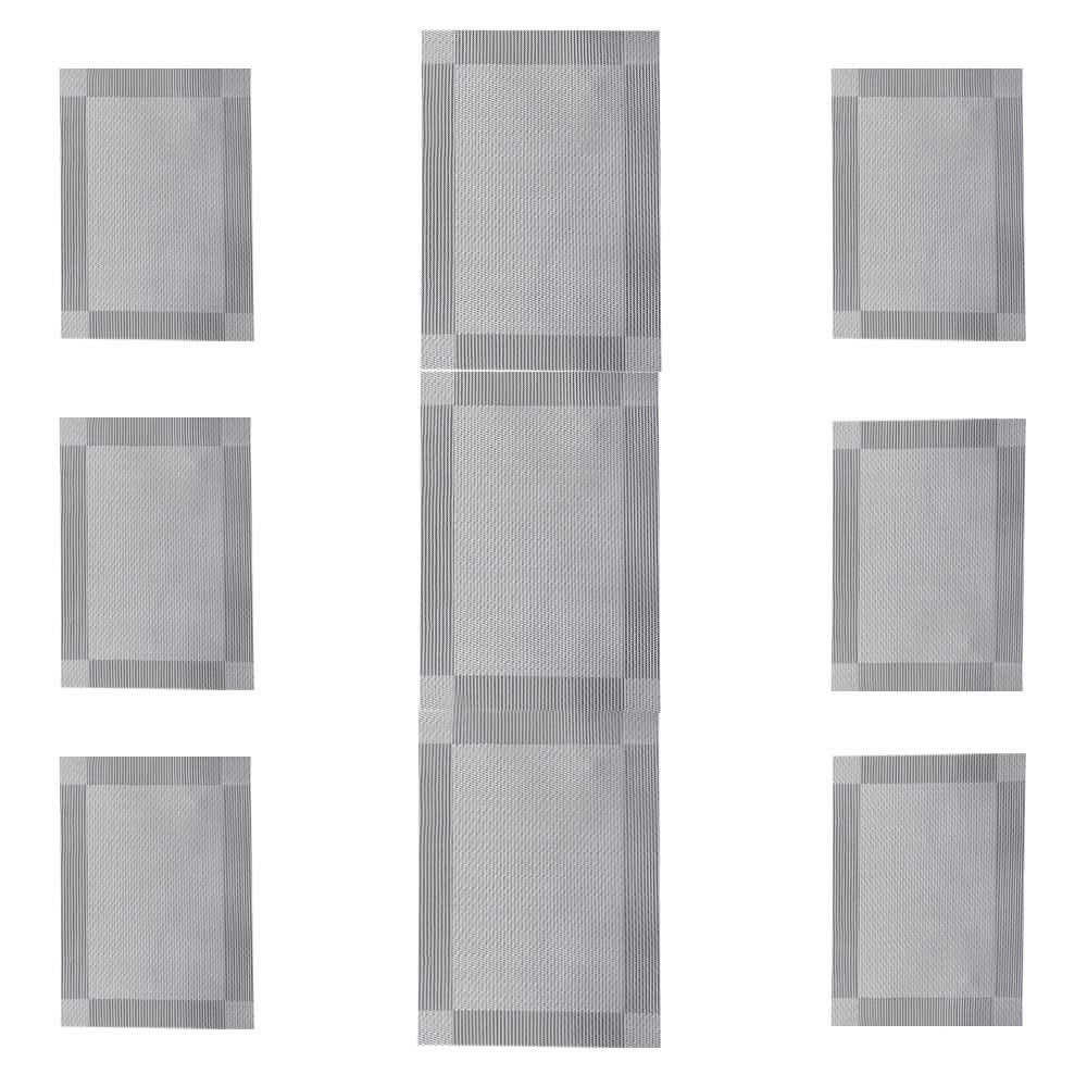 Table Mat with Runner 7Pcs - B - Grey, Home & Lifestyle, Mats, Chase Value, Chase Value
