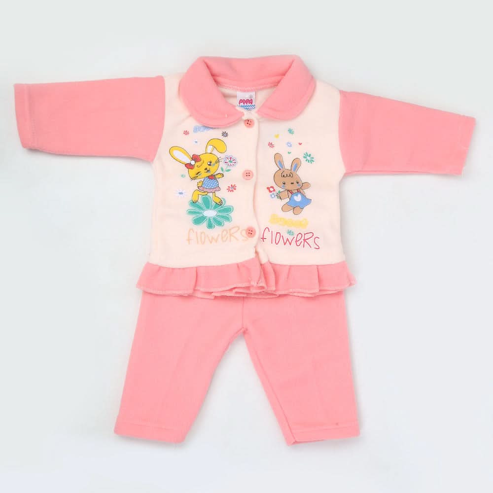Newborn Girl Full Sleeves Polar Suit 5374 - Pink, Kids, NB Girls Sets And Suits, Chase Value, Chase Value