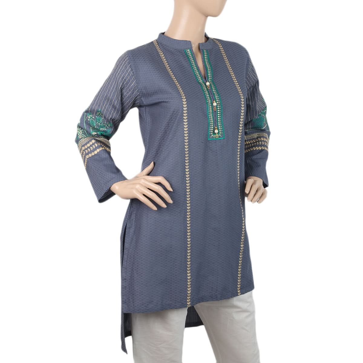 Women's Embroidered Kurti - Grey, Women, Ready Kurtis, Chase Value, Chase Value