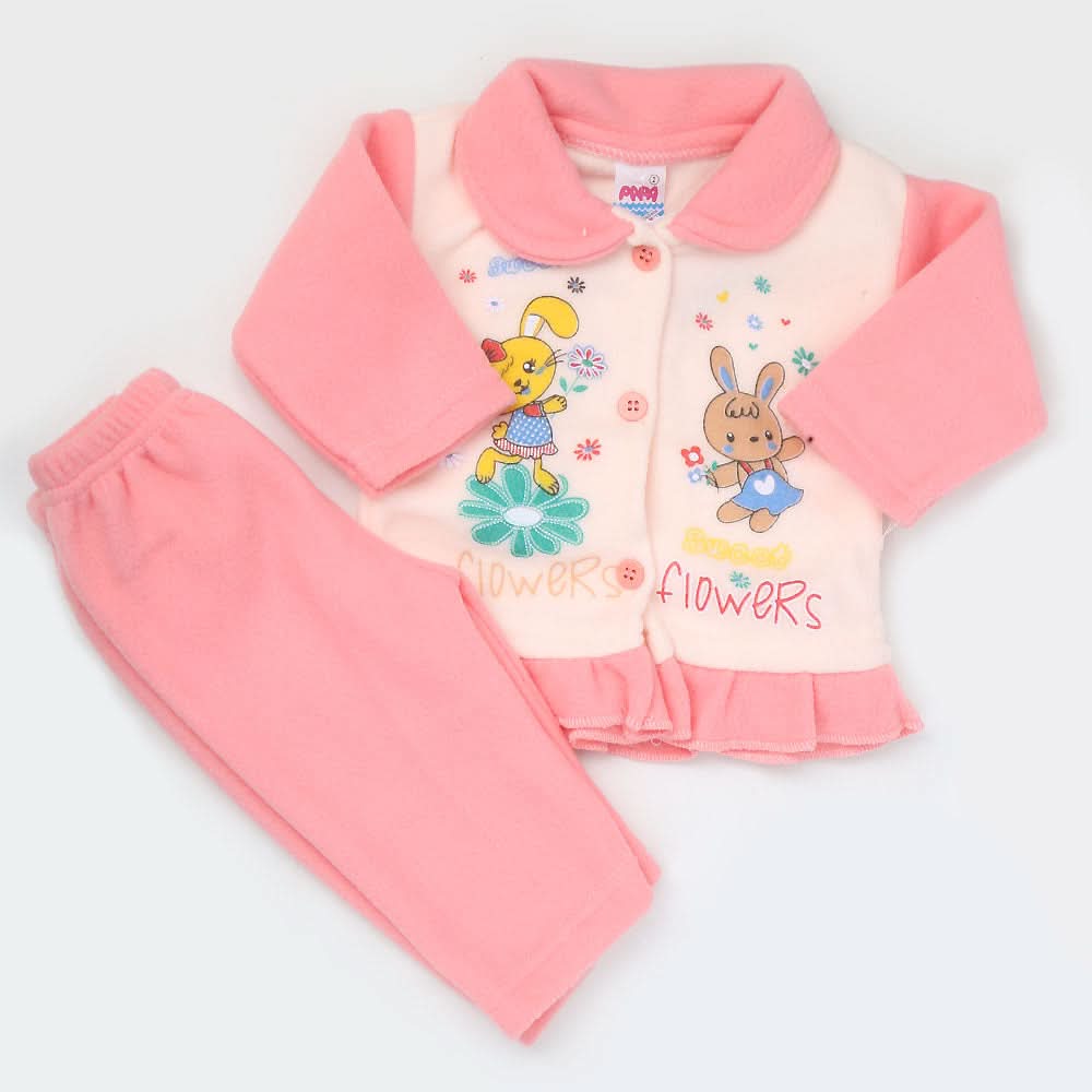 Newborn Girl Full Sleeves Polar Suit 5374 - Pink, Kids, NB Girls Sets And Suits, Chase Value, Chase Value