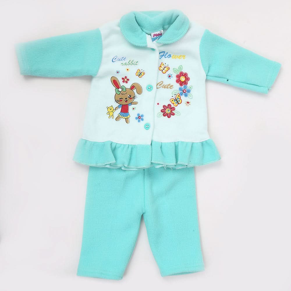 Newborn Girl Full Sleeves Polar Suit 1714 - Cyan, Kids, NB Girls Sets And Suits, Chase Value, Chase Value