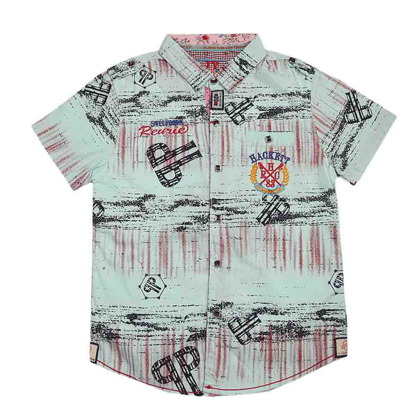 Boys Half Sleeves Printed Shirt - Cyan, Kids, Boys Shirts, Chase Value, Chase Value