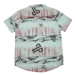 Boys Half Sleeves Printed Shirt - Cyan, Kids, Boys Shirts, Chase Value, Chase Value