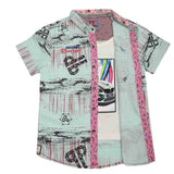 Boys Half Sleeves Printed Shirt - Cyan, Kids, Boys Shirts, Chase Value, Chase Value