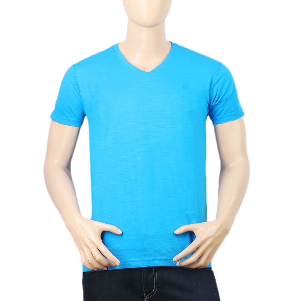 Men's Half Sleeves V Neck T-Shirt - Blue, Men, T-Shirts And Polos, Chase Value, Chase Value