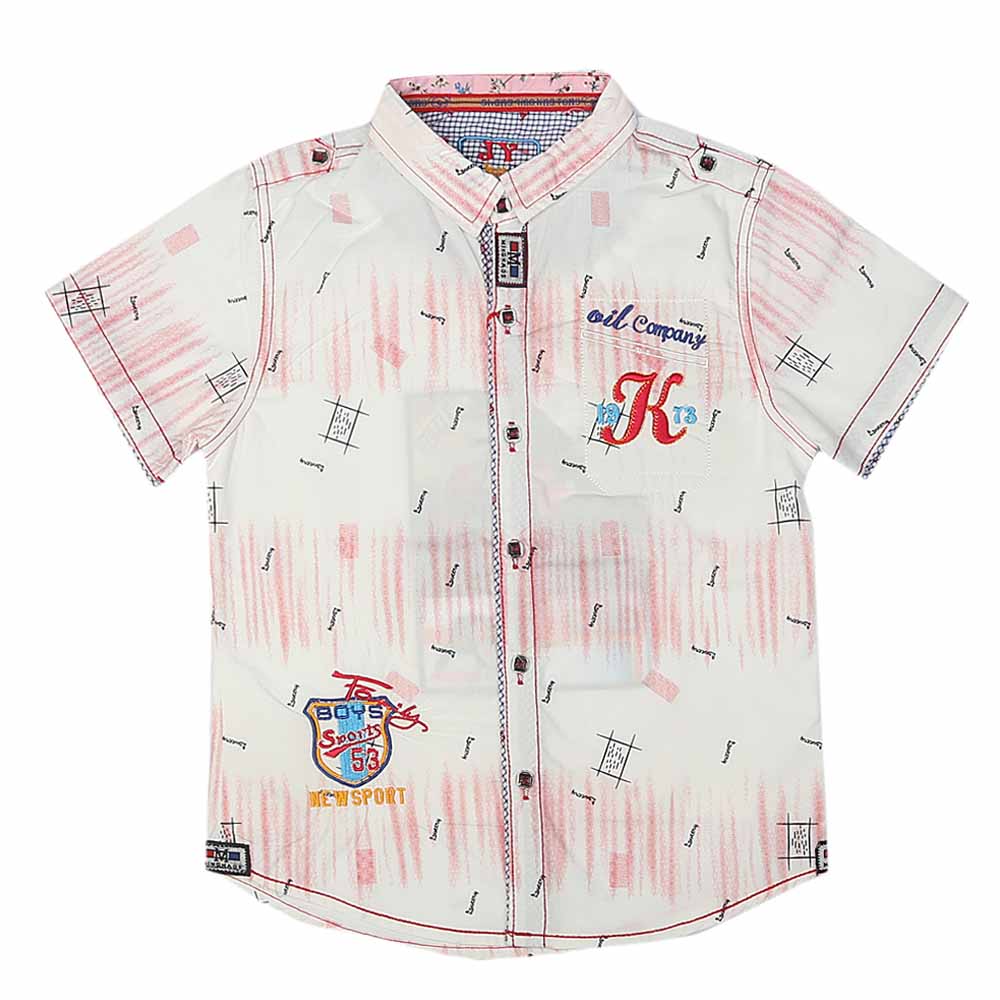 Boys Half Sleeves Printed Shirt - Peach, Kids, Boys Shirts, Chase Value, Chase Value