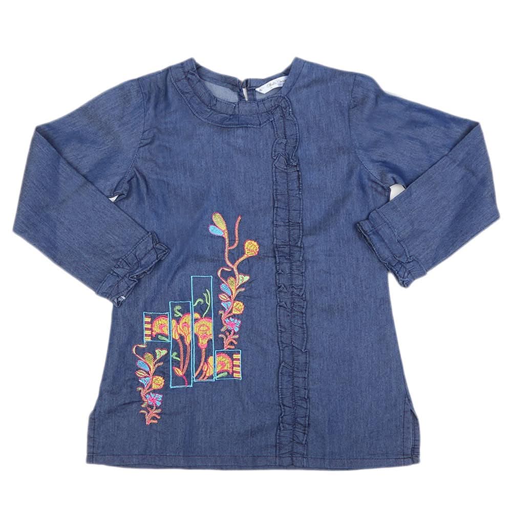 Girls Embroidered Denim Kurti - Blue, Kids, Girls Kurti, Chase Value, Chase Value
