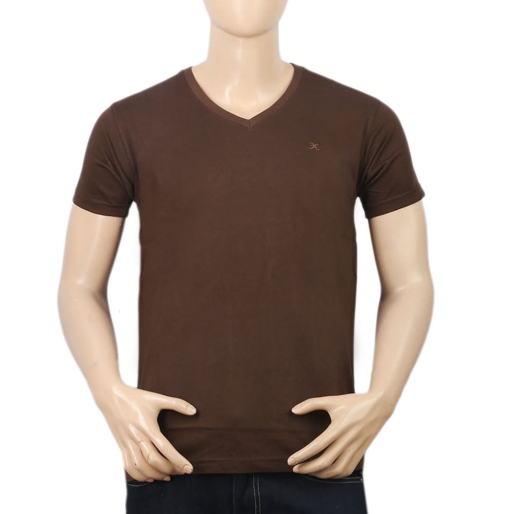Men's Half Sleeves V Neck T-Shirt - Dark Brown, Men, T-Shirts And Polos, Chase Value, Chase Value