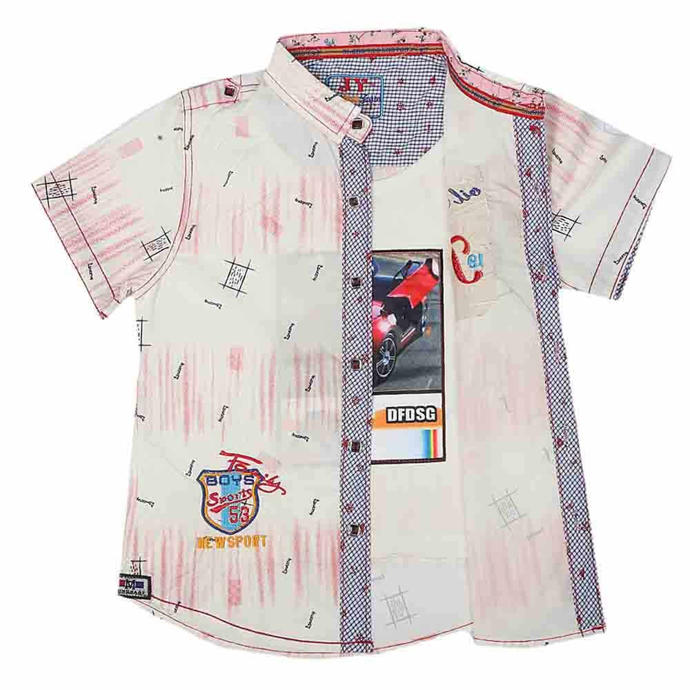 Boys Half Sleeves Printed Shirt - Peach, Kids, Boys Shirts, Chase Value, Chase Value