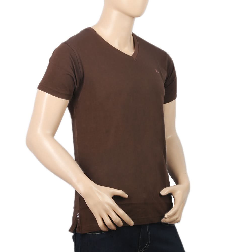 Men's Half Sleeves V Neck T-Shirt - Dark Brown, Men, T-Shirts And Polos, Chase Value, Chase Value