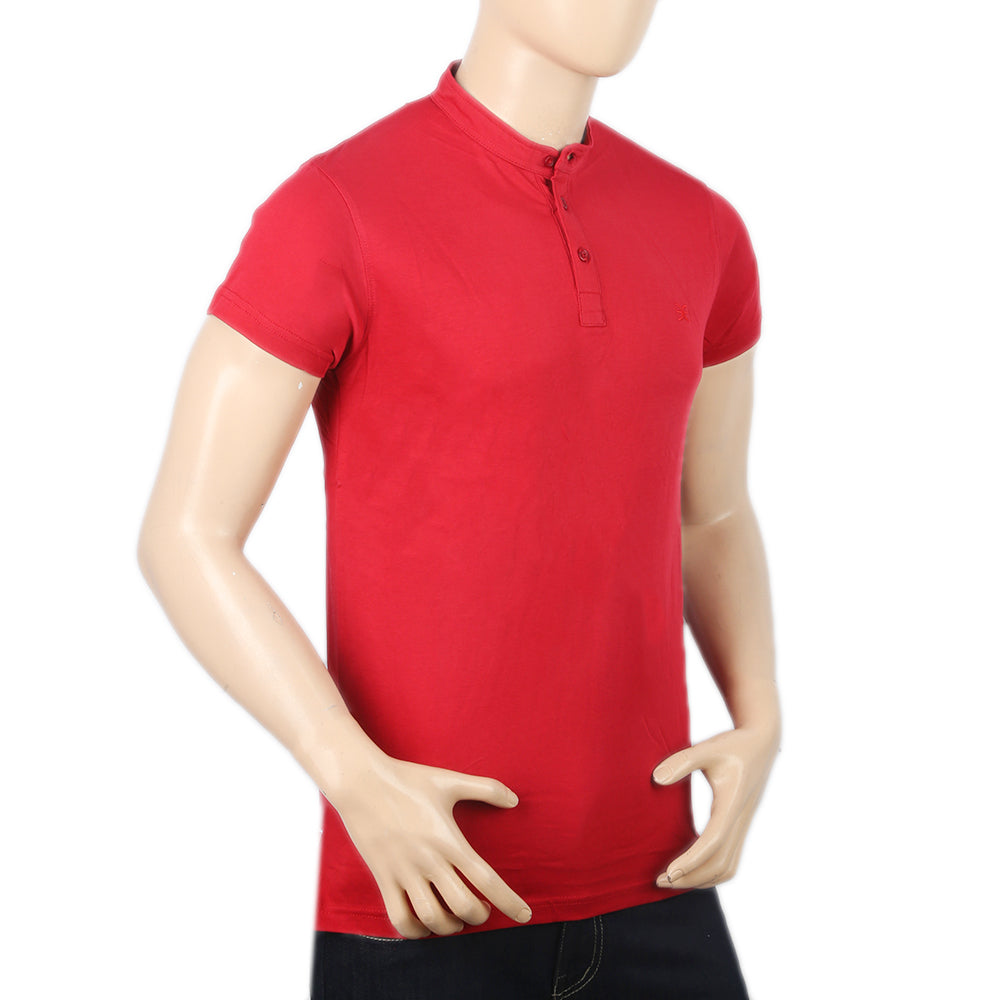 Men's Half Sleeves  Sherwani Collar - Red, Men, T-Shirts And Polos, Chase Value, Chase Value