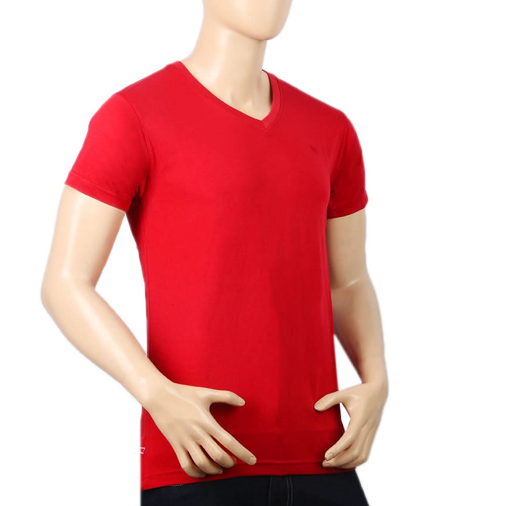 Men's Half Sleeves V Neck T-Shirt - Red, Men, T-Shirts And Polos, Chase Value, Chase Value