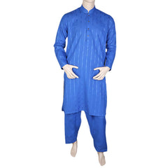 Men's Shalwar Kurta Band Collar -Jacquard- Blue, Men's Fashion, Chase Value, Chase Value