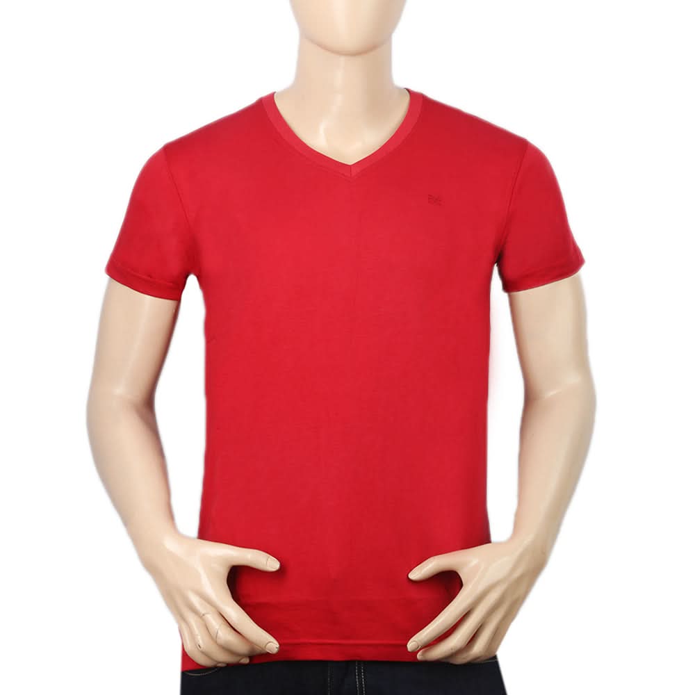 Men's Half Sleeves V Neck T-Shirt - Red, Men, T-Shirts And Polos, Chase Value, Chase Value
