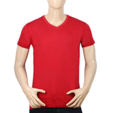 Men's Half Sleeves V Neck T-Shirt - Red, Men, T-Shirts And Polos, Chase Value, Chase Value