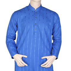 Men's Shalwar Kurta Band Collar -Jacquard- Blue, Men's Fashion, Chase Value, Chase Value