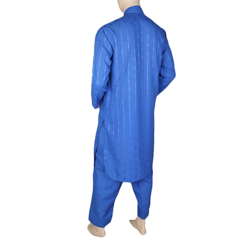 Men's Shalwar Kurta Band Collar -Jacquard- Blue, Men's Fashion, Chase Value, Chase Value