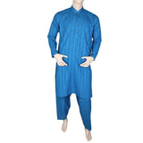 Men's Shalwar Kurta Band Collar -Jacquard- Steel Blue, Men's Fashion, Chase Value, Chase Value