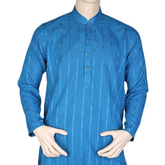 Men's Shalwar Kurta Band Collar -Jacquard- Steel Blue, Men's Fashion, Chase Value, Chase Value