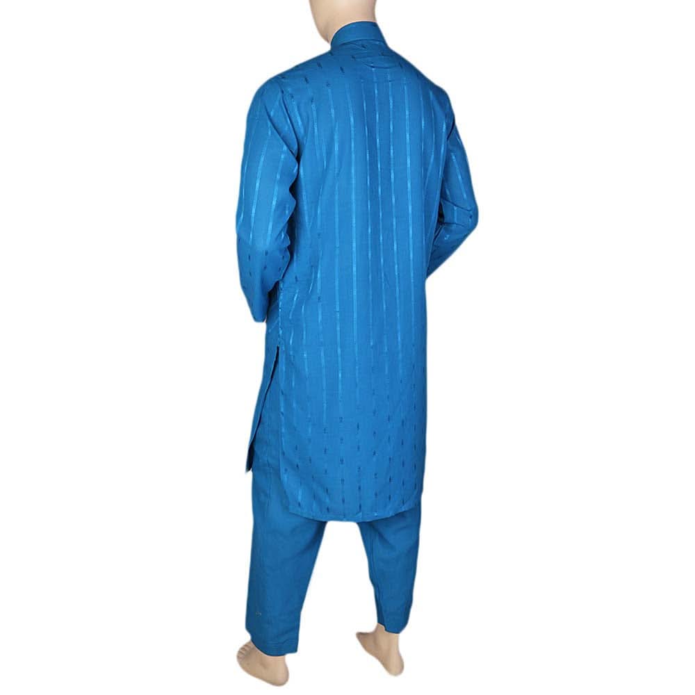 Men's Shalwar Kurta Band Collar -Jacquard- Steel Blue, Men's Fashion, Chase Value, Chase Value