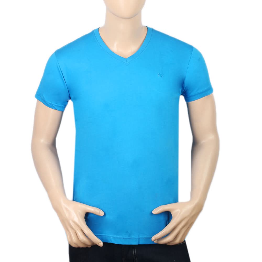 Men's Half Sleeves V Neck T-Shirt - Blue, Men, T-Shirts And Polos, Chase Value, Chase Value