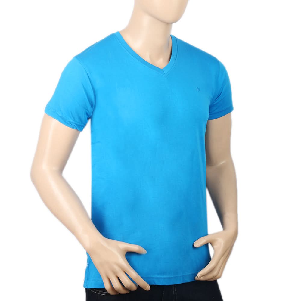 Men's Half Sleeves V Neck T-Shirt - Blue, Men, T-Shirts And Polos, Chase Value, Chase Value