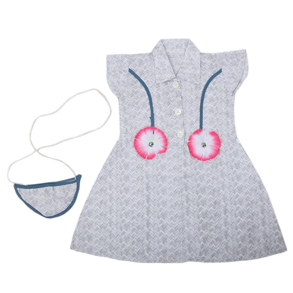 Girls Cotton Frock - Grey, Kids, Girls Frocks, Chase Value, Chase Value