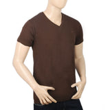 Men's Half Sleeves V Neck T-Shirt - Dark Brown, Men, T-Shirts And Polos, Chase Value, Chase Value