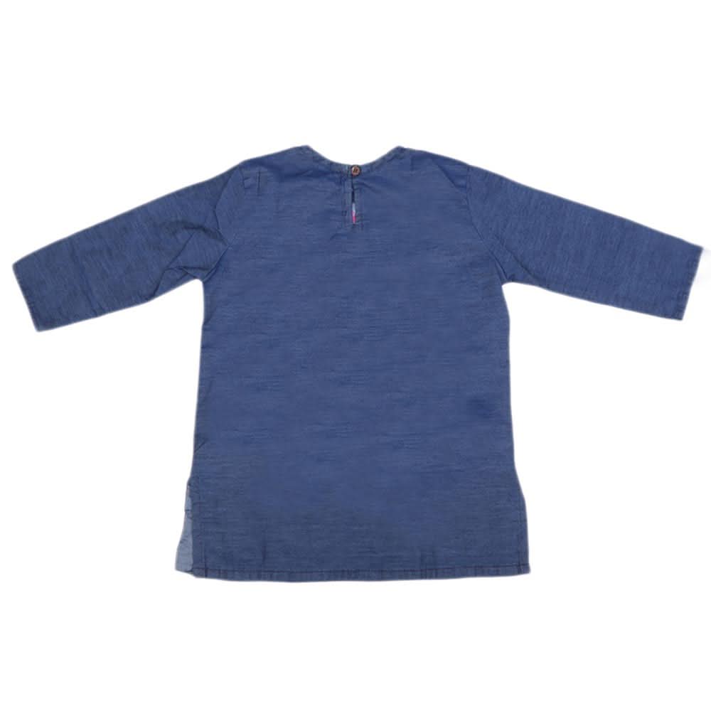 Girls Embroidered Denim Kurti - Blue, Kids, Girls Kurti, Chase Value, Chase Value