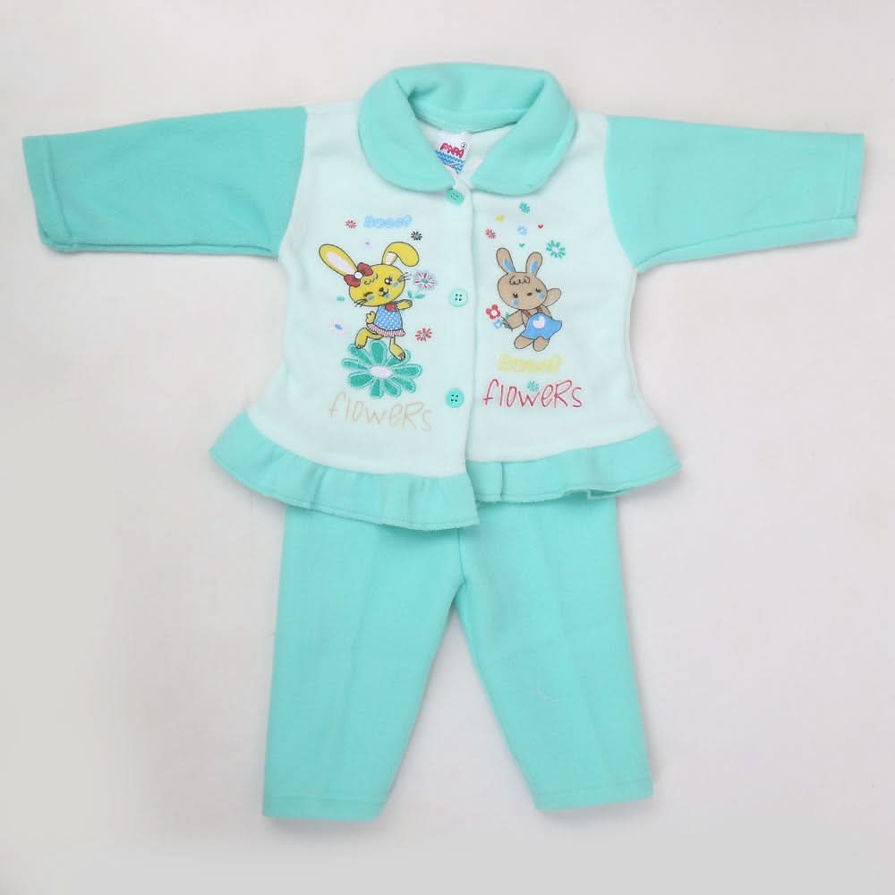 Newborn Girl Full Sleeves Polar Suit 5374 - Cyan, Kids, NB Girls Sets And Suits, Chase Value, Chase Value