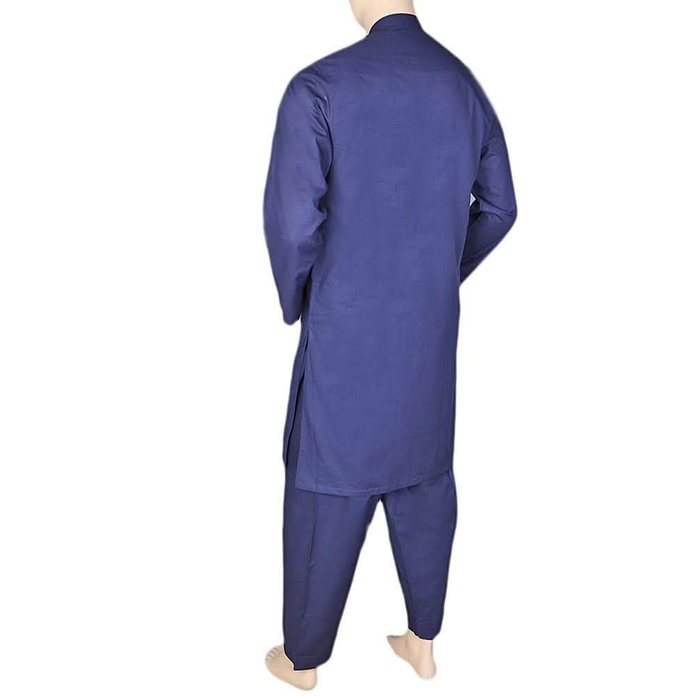 Men's Embroidered Shalwar Kameez Band Collar - Navy Blue, Men, Shalwar Kameez, Chase Value, Chase Value