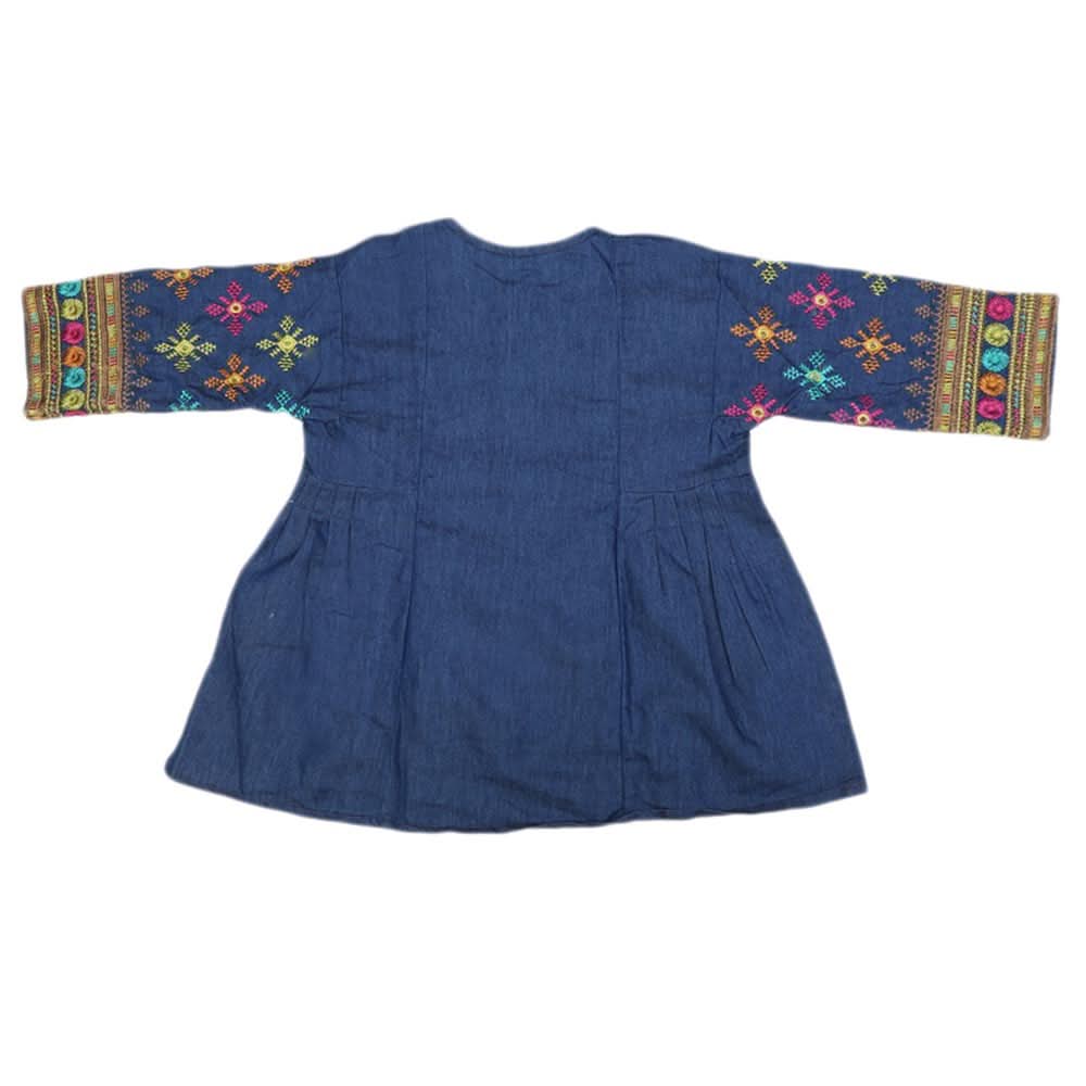 Girls Embroidered Denim Kurti - Blue, Kids, Girls Kurti, Chase Value, Chase Value