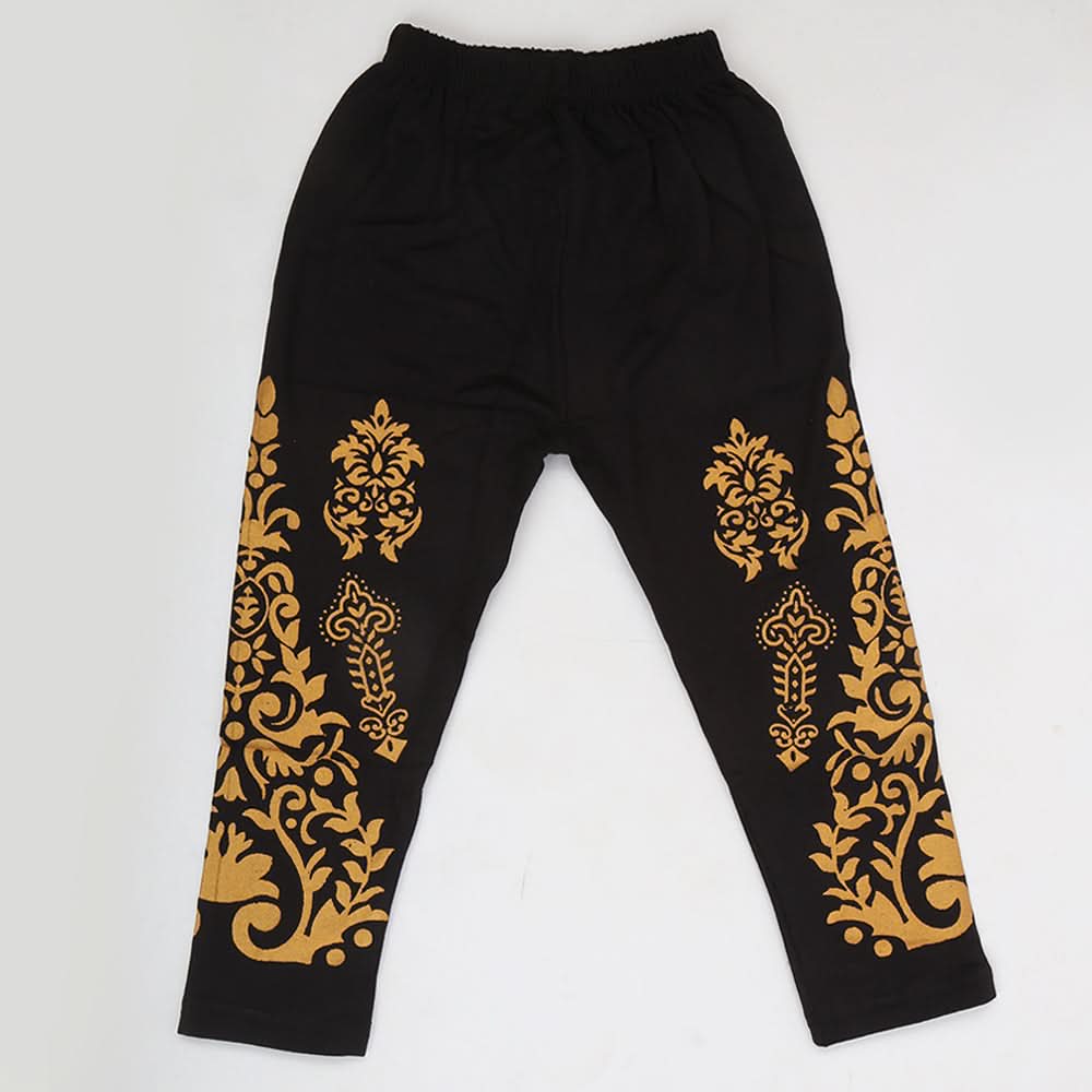 Girls Printed Bottom Tights - Black, Kids, Tights Leggings And Pajama, Chase Value, Chase Value