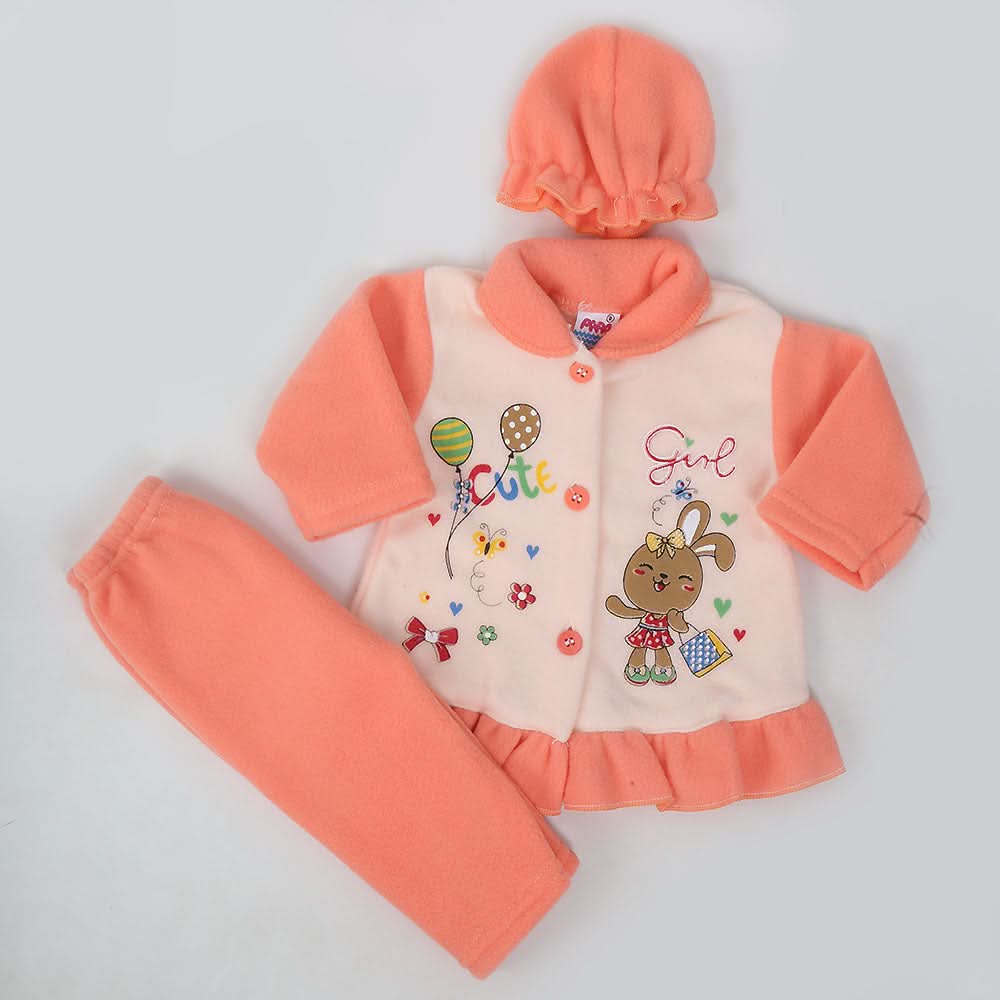 Newborn Girl Full Sleeves Polar Suit 6541 - Peach, Kids, NB Girls Sets And Suits, Chase Value, Chase Value