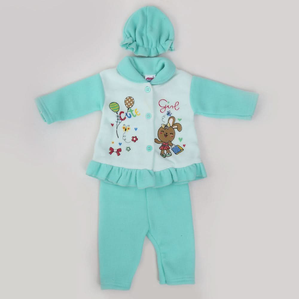 Newborn Girl Full Sleeves Polar Suit 6541 - Cyan, Kids, NB Girls Sets And Suits, Chase Value, Chase Value
