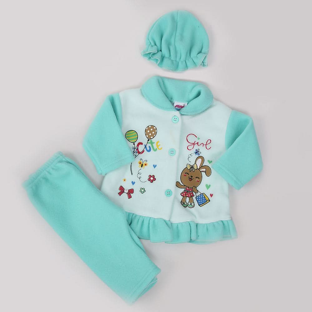 Newborn Girl Full Sleeves Polar Suit 6541 - Cyan, Kids, NB Girls Sets And Suits, Chase Value, Chase Value