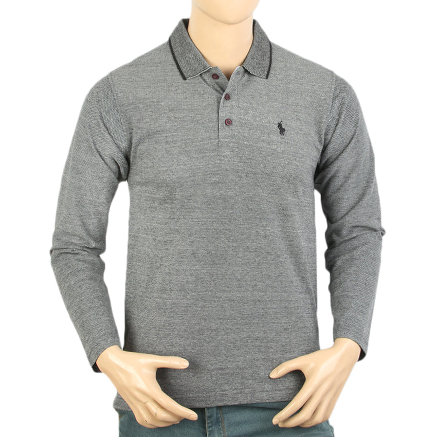 Men's Full Sleeves Polo T-Shirt - Dark Grey, Men's T-Shirts & Polos, Chase Value, Chase Value